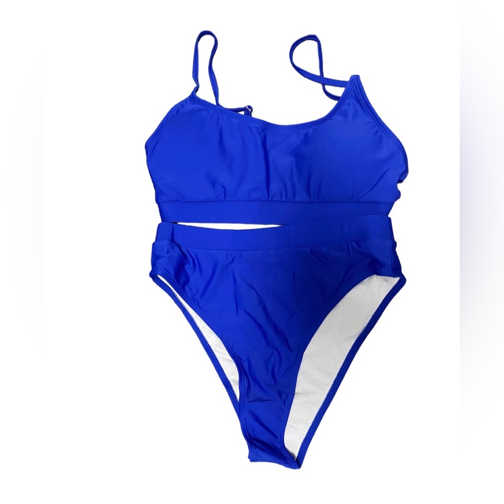 High Rise 2 Piece Blue Swimsuit Bikini